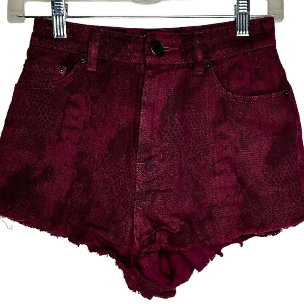 BDG High Rise‎ Cheeky Lizard Print Denim Shorts